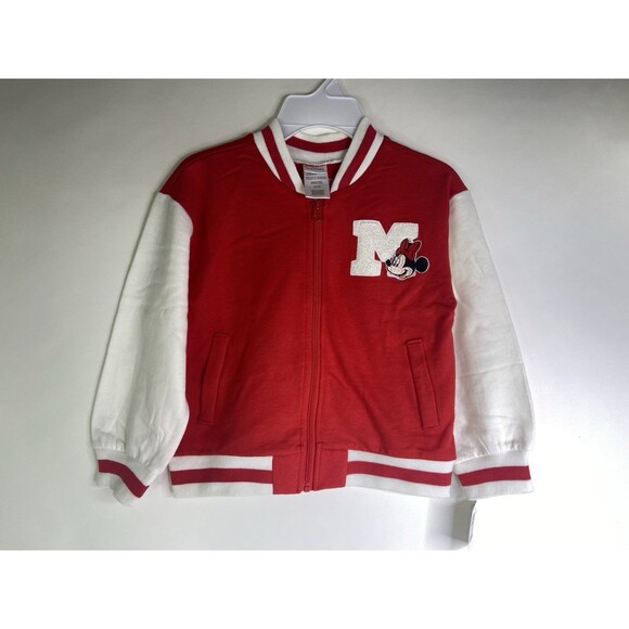 Disney Minnie Mouse Red Letterman Varsity Lightweight Zip Up Jacket Girls Size 6 - Picture 1 of 8